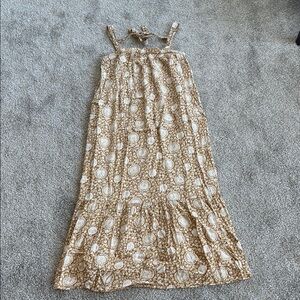 Brown and White Patterned Maxi Dress